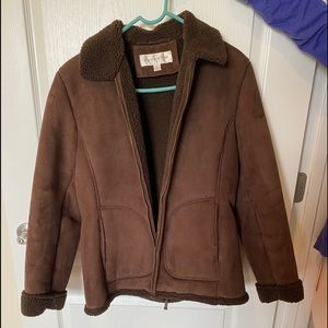Jones New York faux suede brown coat.